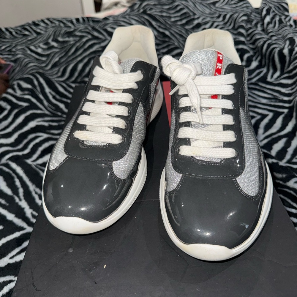 Prada Men’s Black and White Low-Top Sneakers - Picture 4 of 4